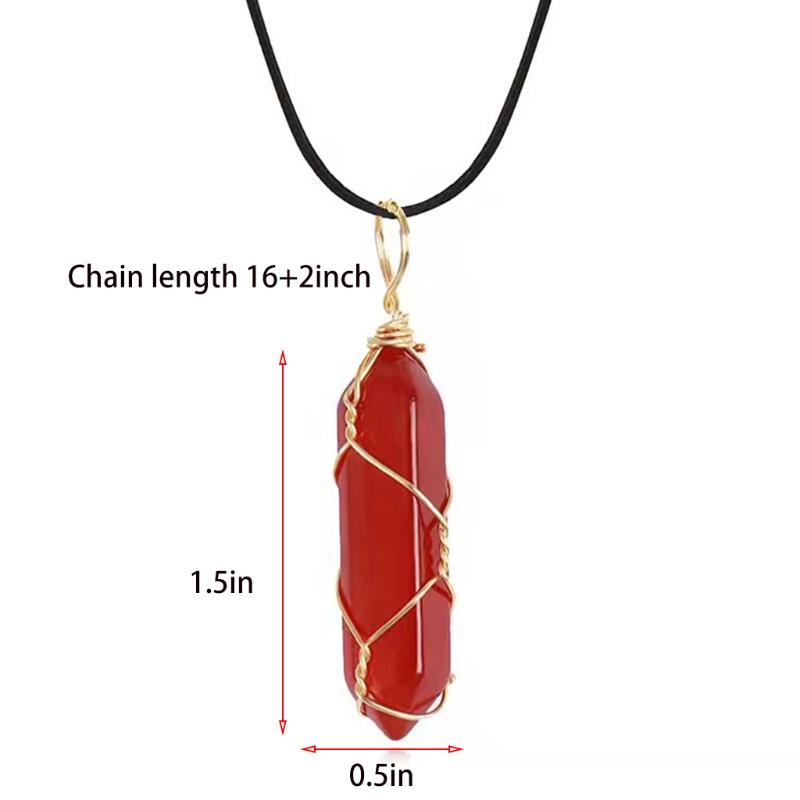 Natural Gemstones Pendant Wire Wrapping Carnelian Necklace Jewelry Decorations Crystal Agate Gift for Women Man