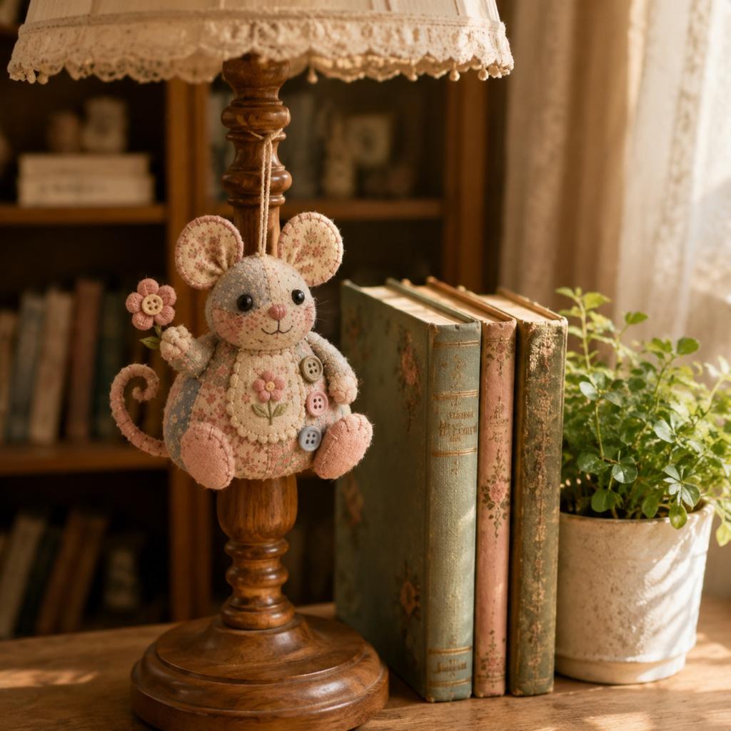 Patchwork Mouse DIY Handmade Ornament Kit Fabric Sewing Craft Set with Embroidery Details for Home Decoration Hanging Gift