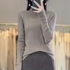 Women's Warm Embroidered High Neck Knit Wool Sweater - Semi-Thin Pullover for Autumn/Winter