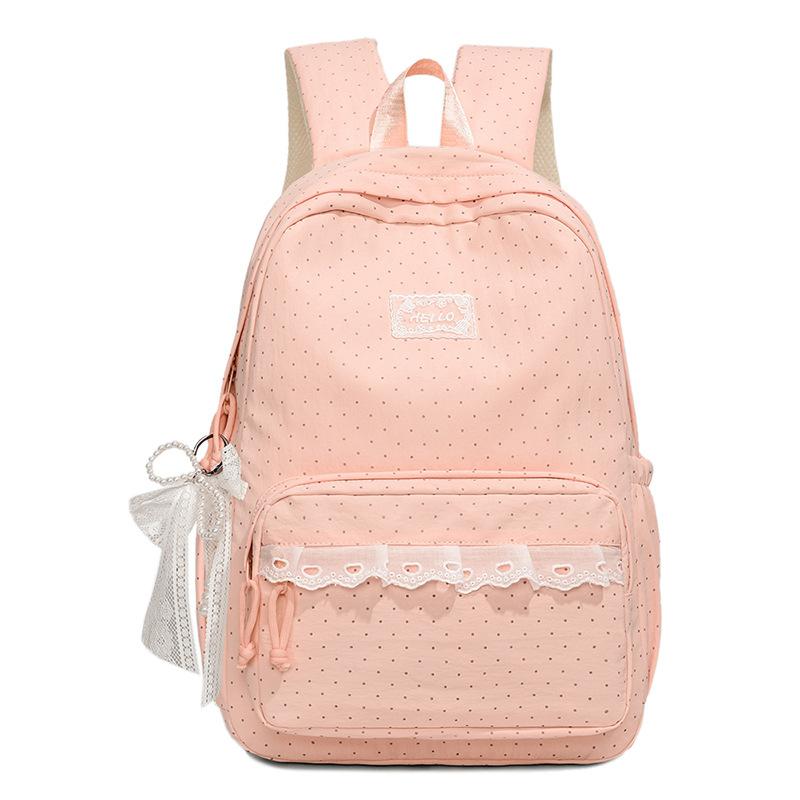 Schoolbag wholesale new schoolbag female Korean ins polka dot girl lace high value large capacity junior high school backpack