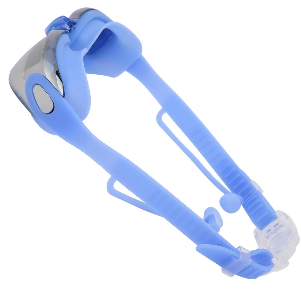 Waterproof Anti Fog Swimming Goggles Electroplating AntiUV Glasses with Earplug for Adult(Blue )