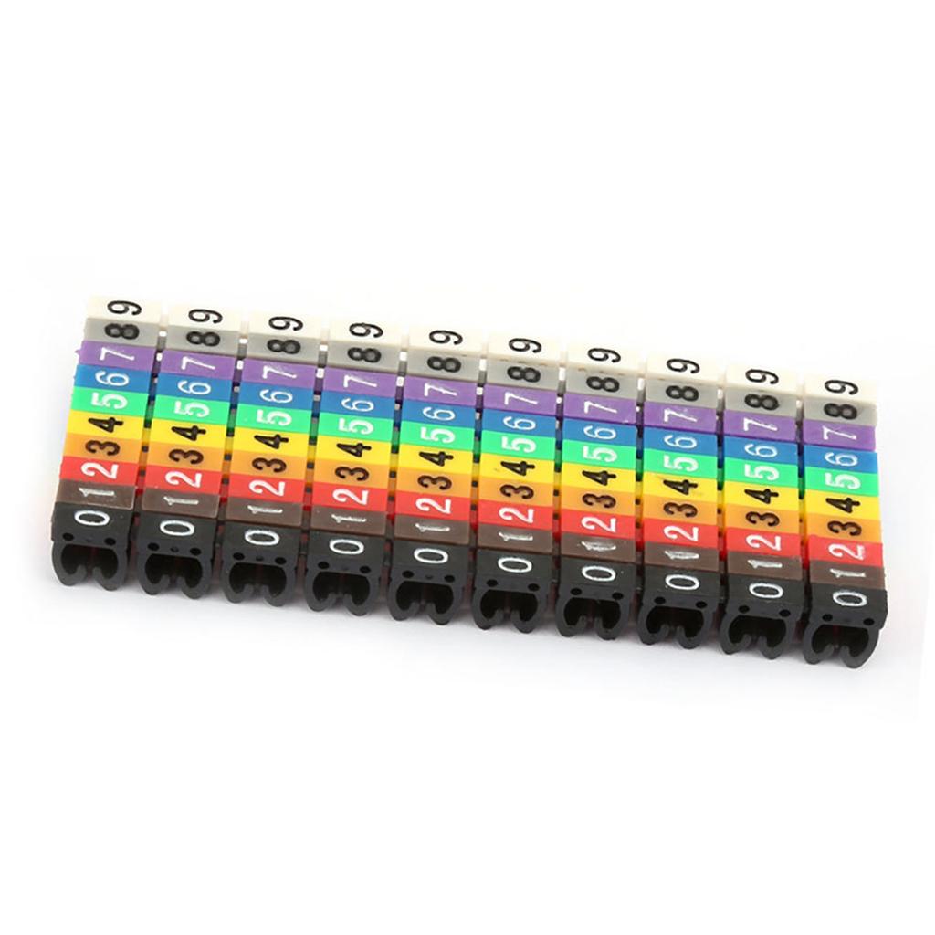 Etichetta per numero digitale, tubo, filo, marcatore per cavi, colorato (100 Pezzi 4mm²)