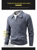 Cross2025 Men's Autumn/Winter Cable Knit Polo Sweater: Trendy European Twist with Lapel and Long Sleeves