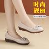Tendon Bottom Mother Shoes Soft Leather Soft Bottom Comfortable Middle-Aged And Elderly Women'S Leather Shoes Flat Peas Single
