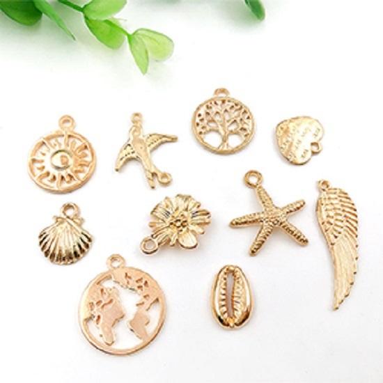 Metal 100 szt. Charms ze stopu złota do wyrobu biżuterii wisiorki luzem antyczne mieszane Diy naszyjnik bransoletki Charms wisiorki