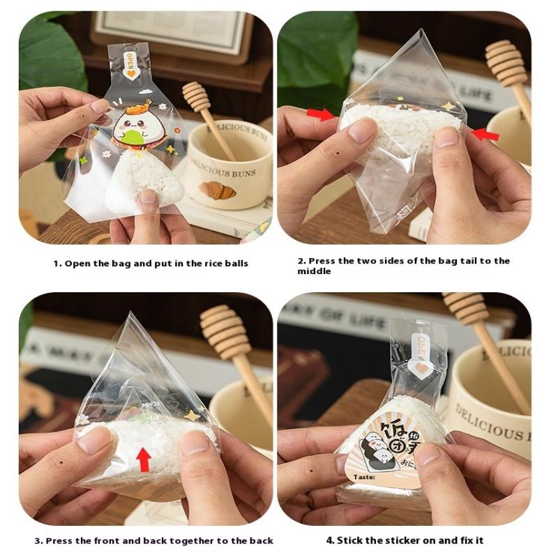 50/100 Pcs Cartoon Capybara Koala Triangle Rice Ball Packaging Bag Nori Onigiri Sushi Bag Sushi Making Mold Bento Accessories