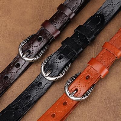 Belt Women'S First Layer Cowhide Retro Pin Buckle Fashion Jeans Belt Decoration