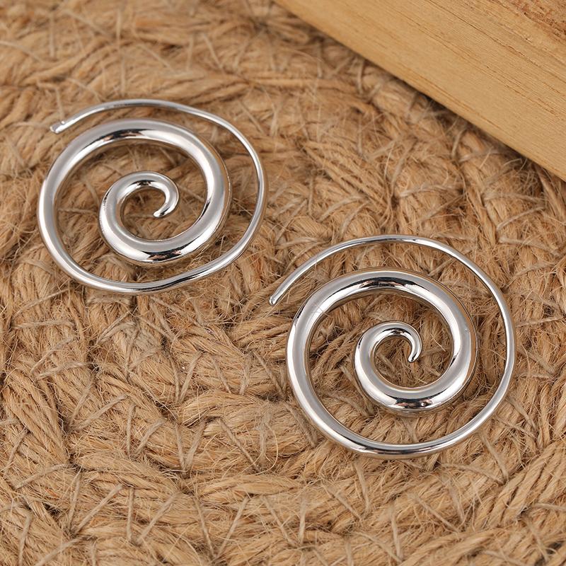 Spiral Earrings, Simple Rustic Handmade Tribal Thick Spiral Hoop Swirl Coil Women or Men Earrings