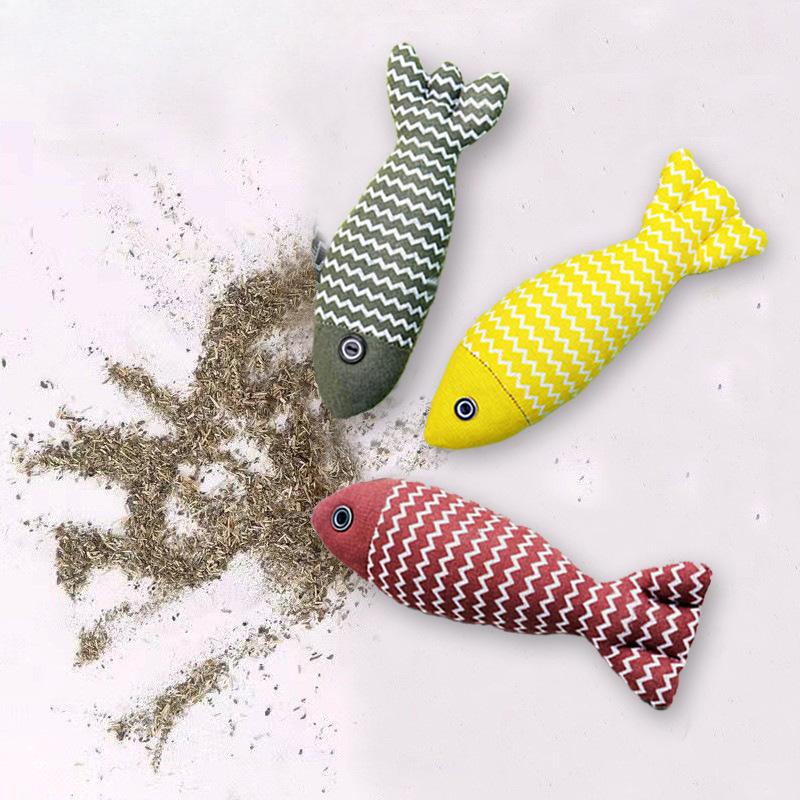 Cat Toys Cat-teasing Linen Fish for Self-entertainment and Boredom Cat-mint Fish for Biting Cat-teasing Sticks Simulated Mint Fish Pet Toys