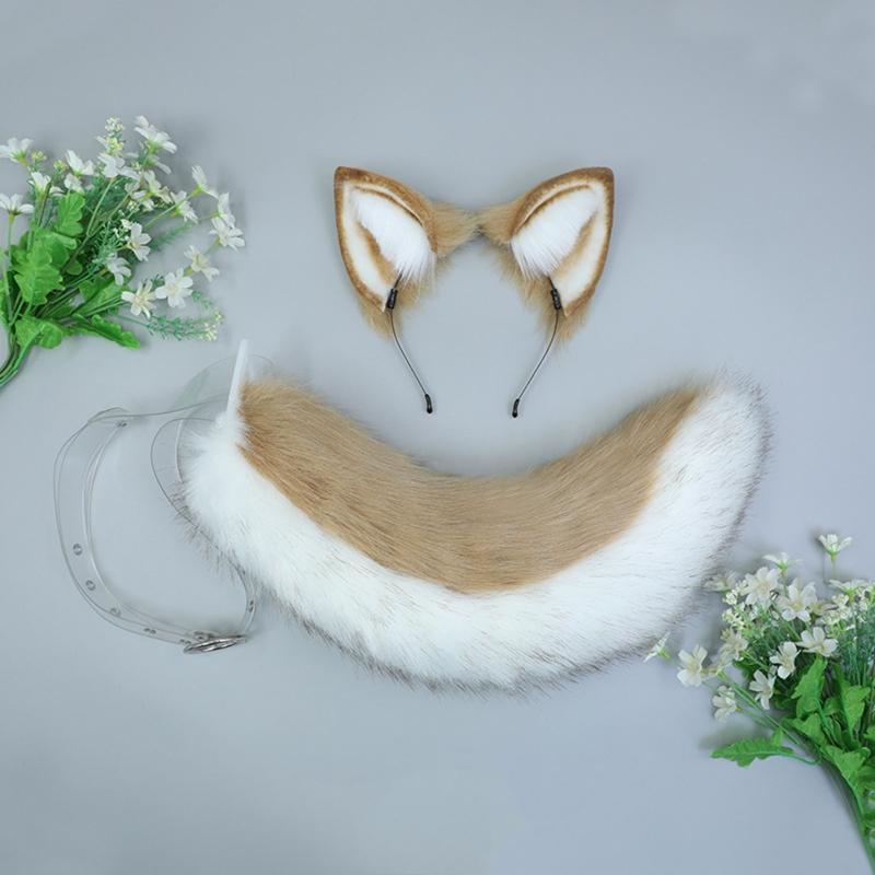 Faux Fur Dog Ear Hair Hoops Night Party Anime Lolita Hairband Fur Headbands Clip Shiba Inu Ear Headband Animal Hair Hoop