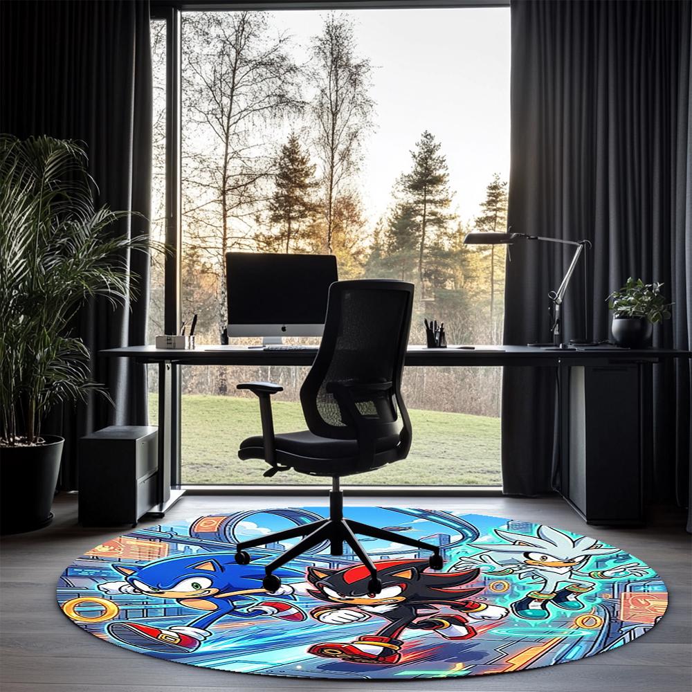 Runder Sonic-Teppich Teppich Stuhlteppich Bereichsteppich Eingang Fußmatten, für Bürostuhl Wohnzimmer Schlafzimmer Küche.