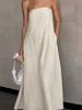 2025 European & American Slim-Fit Strapless Solid Color Maxi Dress