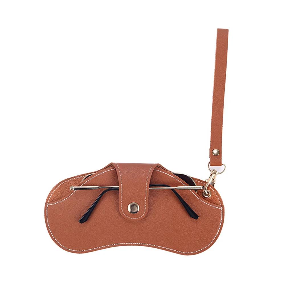 

Outdoor PU Leather Sunglasses Case with Neck Strap, Portable Glasses Storage Pouch for Men/Women Travel & Prescription Glasses коричневий
