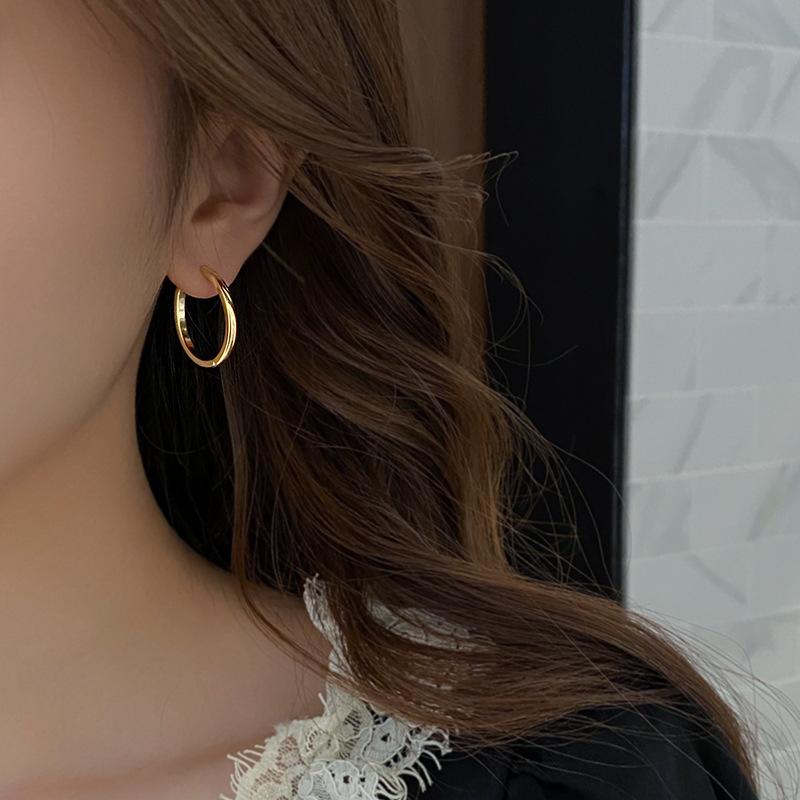 925 Silver Hoop Earrings Simple Circle Jewelry Gift For Women Elegant Sexy Fashion