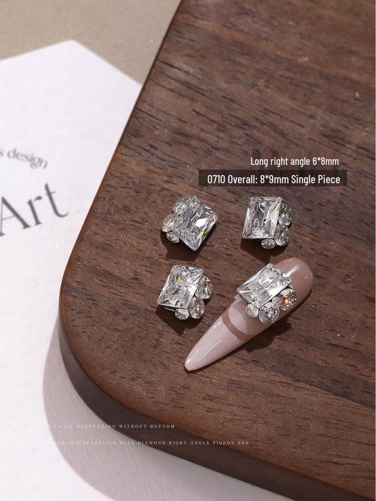 Zircon Rhinestone Nail Art – Blindingly Shiny, Handmade Long Right Angle Rhinestone Ball Pigeon Egg Decoration