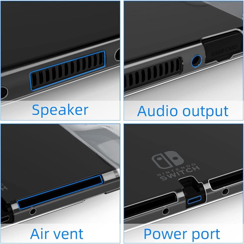 OLED Switch Case Soft TPU Case Polycarbonate Protective Case for OLED Console Accessories with Tempered Glass Screen Protector