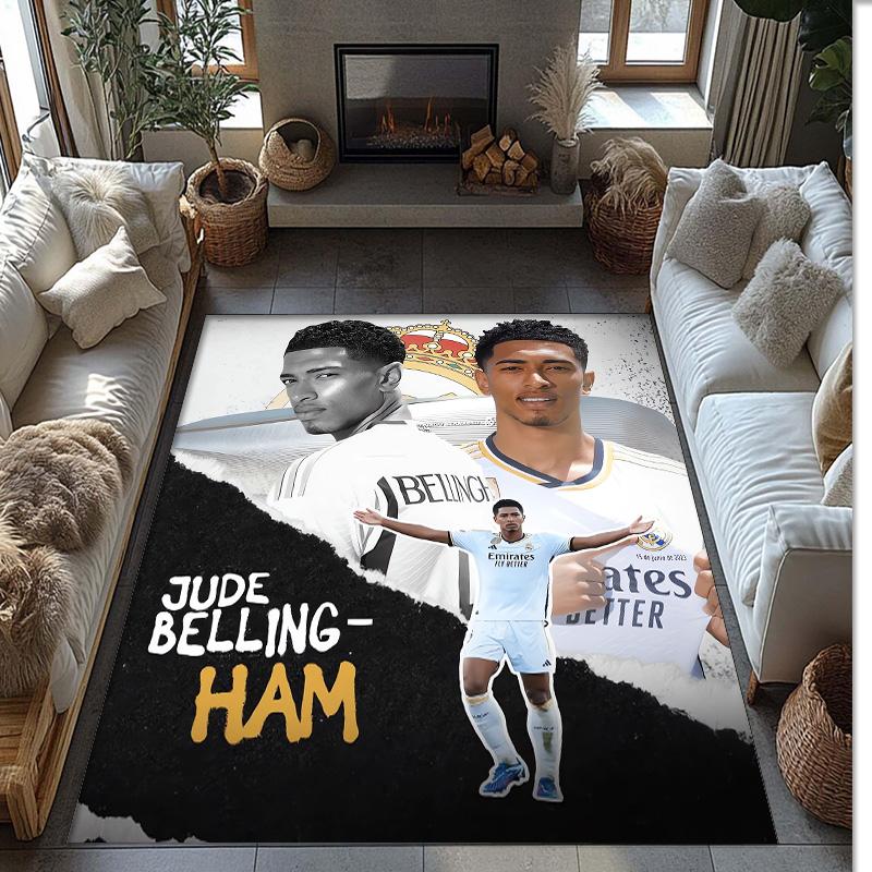 Jude Bellingham Printed Flannel Area Rug Non Slip Soft Polyester Floor Carpet Indoor Decor Mat for Bedroom Living Room Sofa