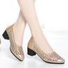 Shoes For Women 2026 Comfortable And Elegant Spring Summer Footwear Rhinestone with Crystals Black Low Heel Transparent Simple