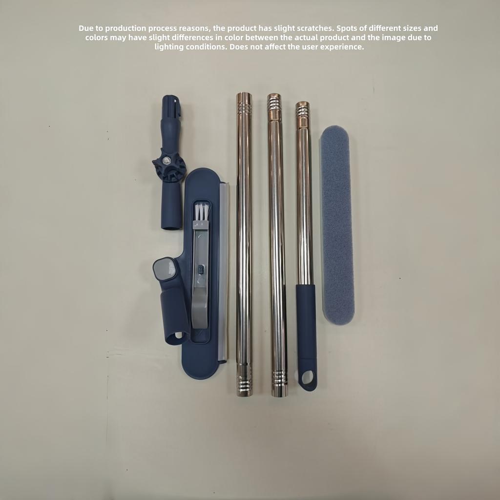 A 2-in-1 Window Cleaner with An Extendable Rod, Featuring A 180° Rotatable Head on Both Sides, Suitable for Glass, Floors, Walls, and Mirrors