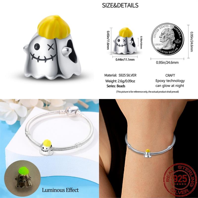 Copper Glow Halloween Series Charms Fit Original Pan Bracelet Diy Beads For Women Birthday Fine Jewelry Gift