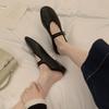 Seconds Hair~ Grape Mother, Well-behaved Round Head, Leather Soft Surface, Minimalist Word with Shallow Mouth Girl Mary Jane Single Shoes