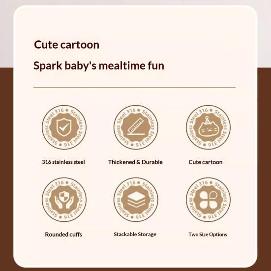 Stainless Steel Divided Baby Plate Food-Grade Toddler Tray with Compartments Unbreakable Dishwasher Safe Dinner Plate for Kids Preschool Home