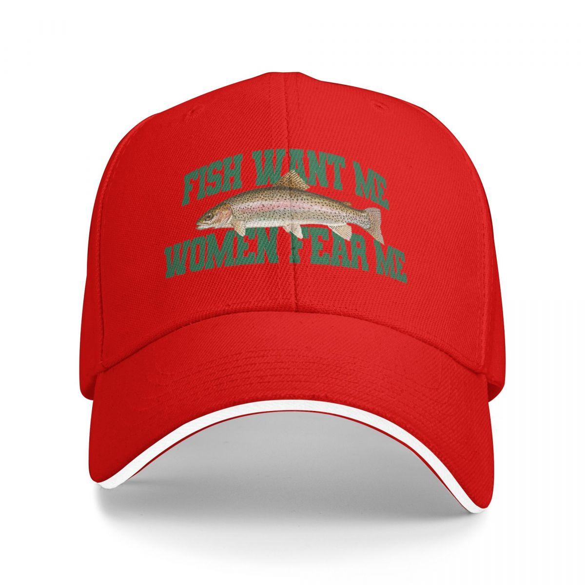 

Fish Want Me Women Fear Me Baseball Caps Snapback Baseball Hats Breathable Casual Casquette Outdoor Unisex One Size