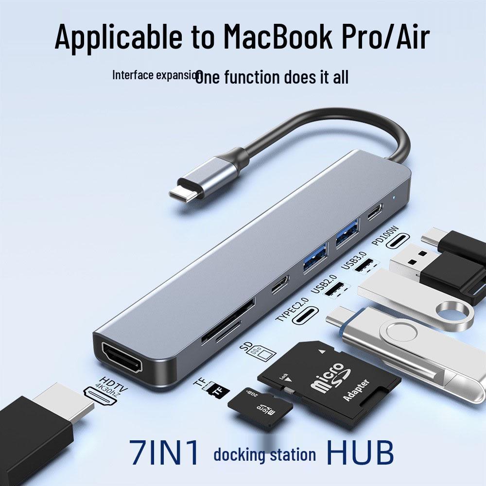Type-C to 4K HDMI 7-in-1 Hub Docking Station Converter