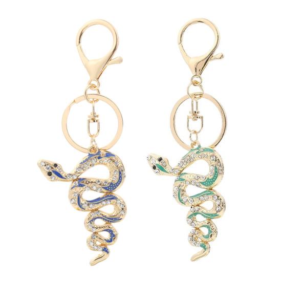 Keychain Pendant Sparkling Rhinestones Inlaid Zinc Alloy Snake Shape Key Chain Lightweight Car Bag Accessory