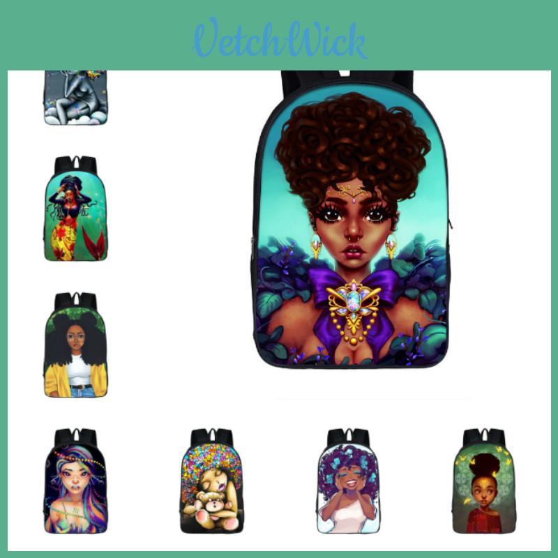 Afro-Afrikanische Schönheit Schwarze Prinzessin Wasserdichter Schulrucksack Mit Verstellbaren Schultergurten