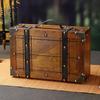 Wooden Handbag Wood Storage Trunk Alloy Fittings Vintage Portable Exquisite Craftsmanship for Home for Clothes Toys Photo Prop