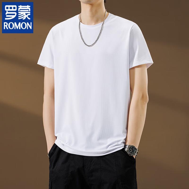 ROMON Men's Business Casual Round Neck Short Sleeve T-Shirt