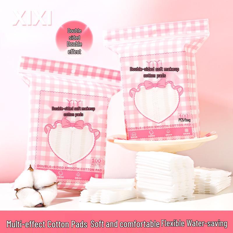 Xixi Double-Sided Soft Makeup Cotton Pads - 125 Sheets: Natural, Gentle, and Ideal for Face, Eyes, and Compressing
