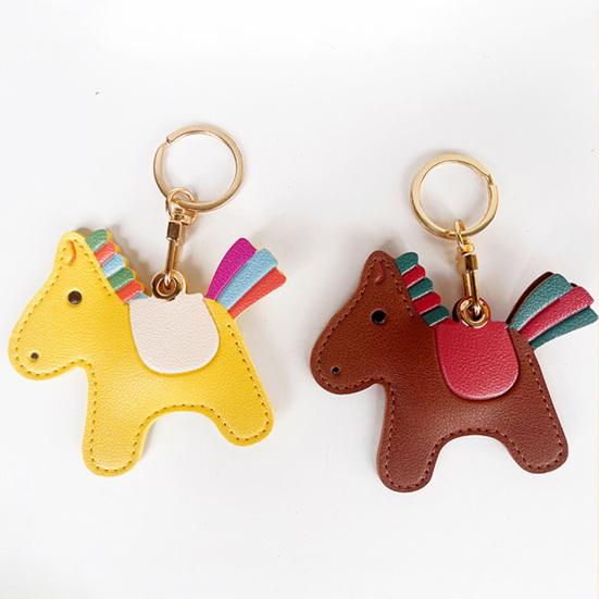 Portachiavi Ciondolo Forma di Cavallo Cartone Animato Portachiavi Portacarte Controllo Accessi Pelle Sintetica Borsa