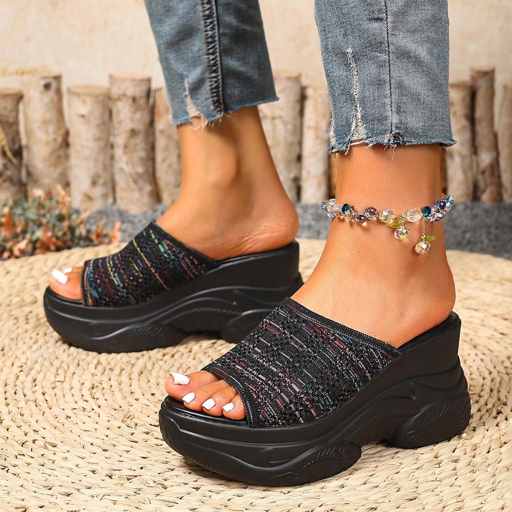 Fashion 2025 Summer New Women Slippers Comfortable Outdoor Wedges Sandals Slip on Platform Slippers Beach Peep Toe Shoes Slides Women