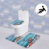 Luxurious 3pcs Beach Nonslip Bathroom Toilet Seat Cover Pedestal Rug Bath Mat Carpet Set