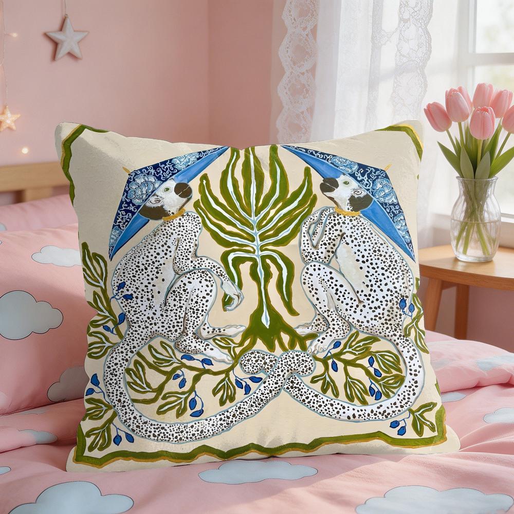 Art PPaige Gemmel Monkey Cushion Cover Square Short Plush Pillow Case Living Room Sofa Home Decor Funda X