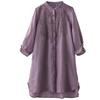 Women's 2024 Retro Embroidered Cotton Linen Stand Collar Mid-Length Shirt-Coat