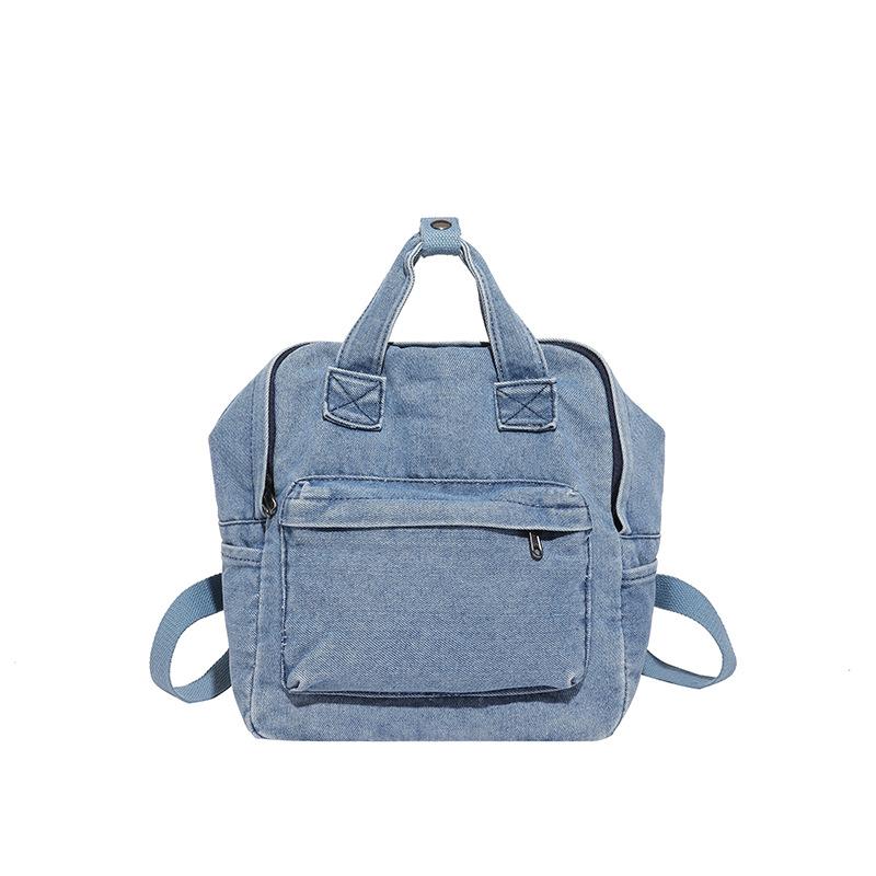 School bag female classic literary small fresh backpack female college style high school student denim canvas backpack