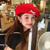 Beret Bow Red Painter Hat Uv Protection Breathable Female Lightweight Style