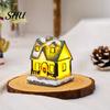 Desktop Christmas House Ornament Glowing Romantic Warm Lighting Resin Craft Small Glow LED Snow Covered Decoration Figurine Statue Party Festival Gift
