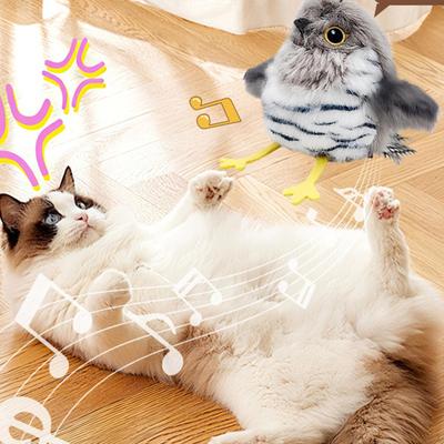 Interaktives Klappernder Vogel Katzenspielzeug Automatisches Zwitschern für Wohnungskatzen Kätzchen Haustierbedarf