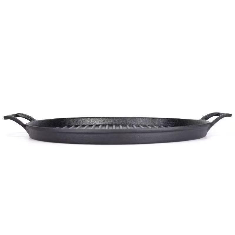 ZISIZ 28cm Cast Iron Striped Grill Pan with Double Handles