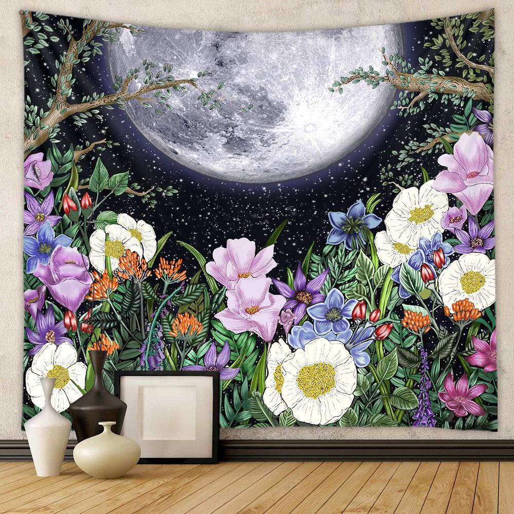 Moon Phase Tapestry Wall Hanging White Black Colorful Sun Mandala Tapestry Wall Hanging Celestial Wall Tapestry Hippie Wall Carp