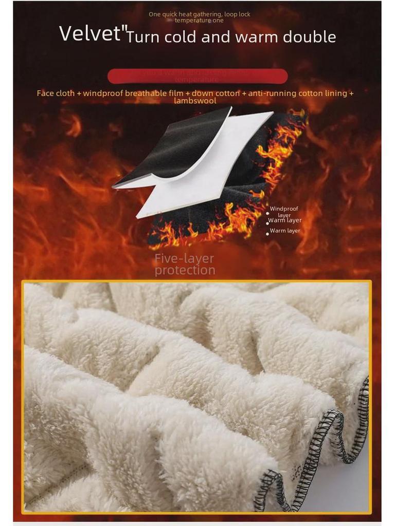 Men's Lambskin-Style Velvet-Lined Winter Cotton Pants