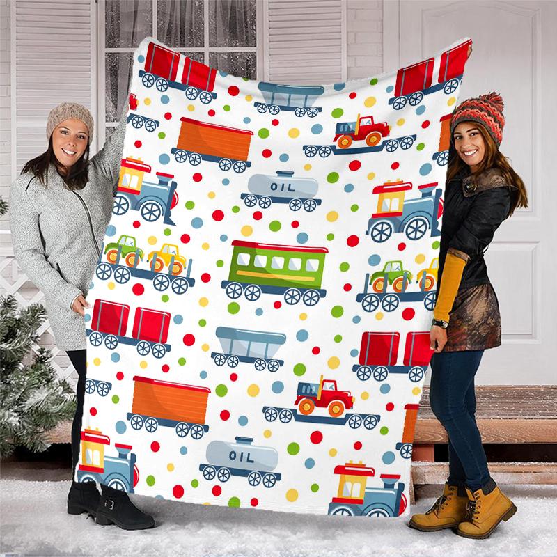 Cute Cars Theme Printed Blanket - Perfect for Couch, Bed, Travel & Outdoor Use | Machine Washable, Cozy & Durable.