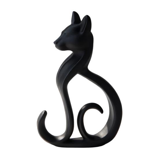 3D Printed Cat Figurine Sitting Cat Minimalist Elegant Sculpture чёрный