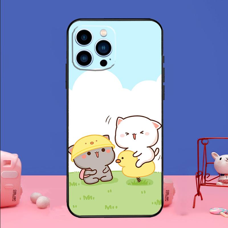 Peach And Goma Cat Phone Case For iPhone 16 15 14 11 12 13 Pro Max 12 13 mini XR 15 16 Plus 16e Bumper Cover