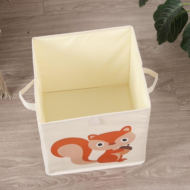 Animal Themed Foldable Toy Storage Box for Kids Cube Organiser Bin with Handles Large Capacity Playroom Organiser