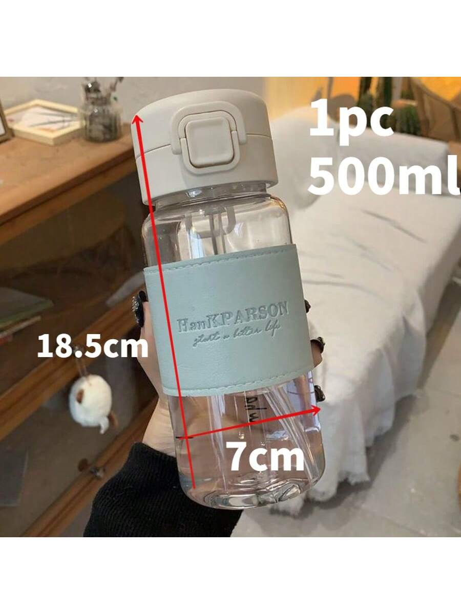 

1 high aesthetic men s and women s straw plastic water cup, heat-resistant, Japanese style, simple and fresh women s water cup 401-500ml синій